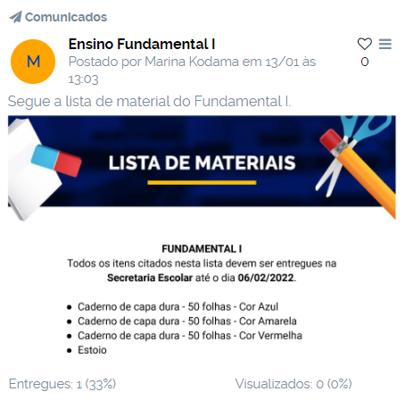 Lista de material escolar