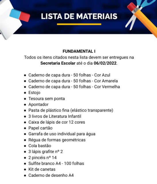 Lista de material escolar