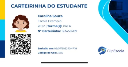 Carteirinha do estudante ClipEscola